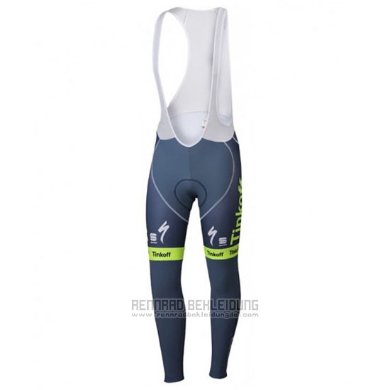 2016 Fahrradbekleidung Tinkoff Grun und Grau Trikot Langarm und Tragerhose